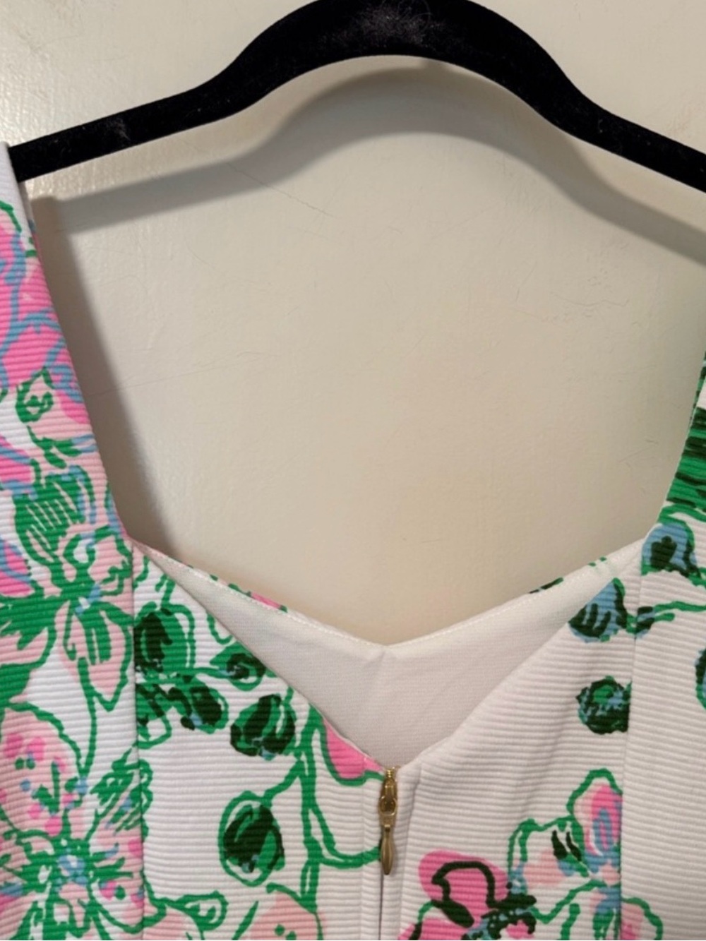 🌸Lilly Pulitzer Del Ray White Midi Sheath Dress with Pink & Green Floral Print - Picture 6 of 9